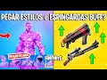 FORTNITE - PEGAR ESTILOS SKINS PASSE DE BATALHA e ESPINGARDAS MUDANÇAS?