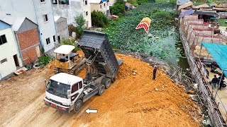 Epic3! Pour soil Delete The Lake around the house by 5Ton Truck Drop Soil & Small Dozer Push