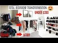 TOTAL Bedroom TRANSFORMATION into DIY CLOSET UNDER $350 *omg*