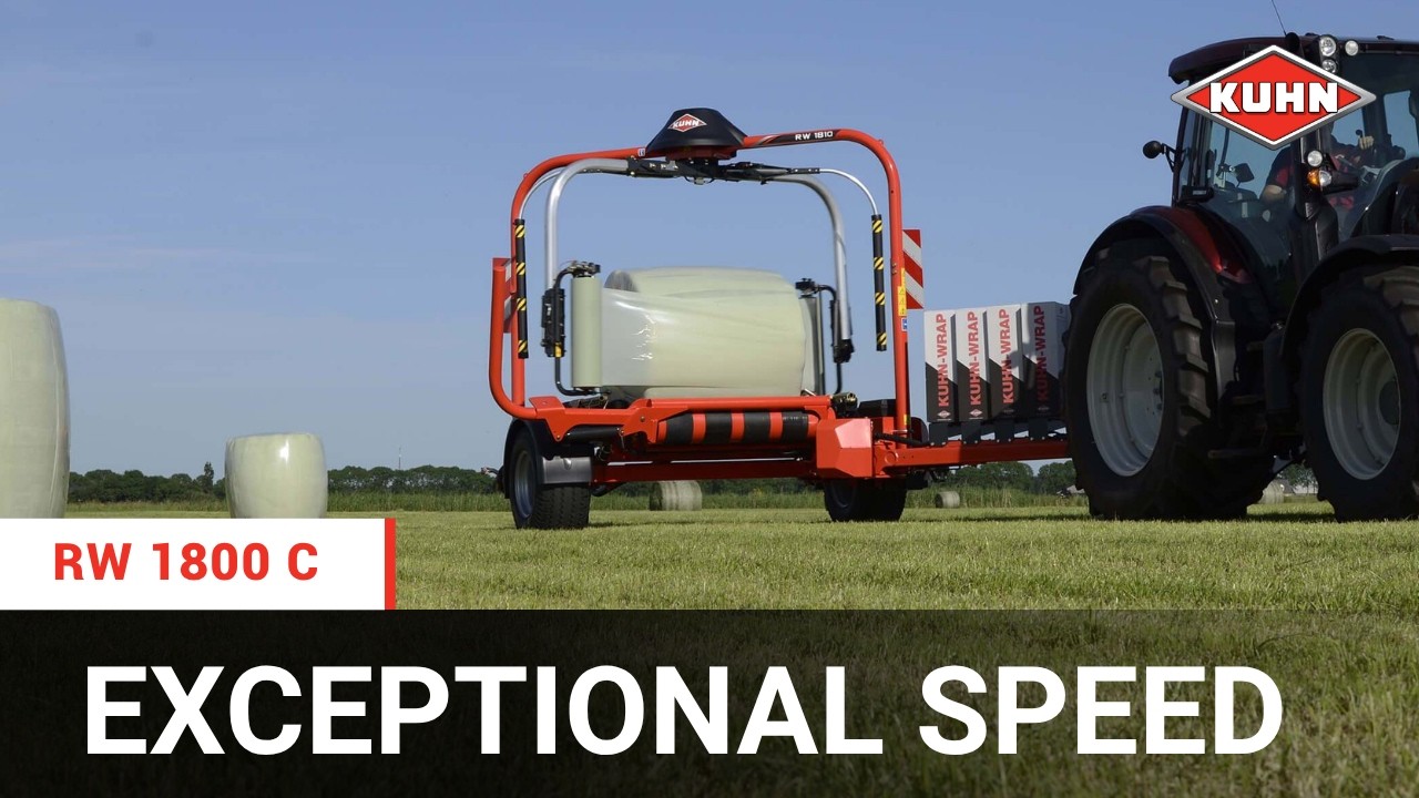 KUHN RW 1800 C Autoload & Autoswitch - Round bale wrappers (In action)