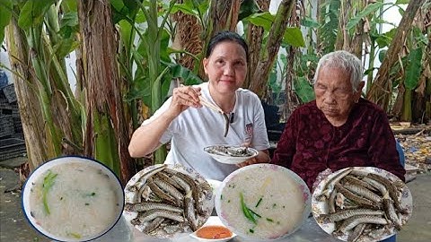 Bà lão 101 tuổi ăn sáng 400 gram cá kèo đáy nấu cháo ngọt thơm ngon | Bà ăn hết 1 dĩa cá kèo
