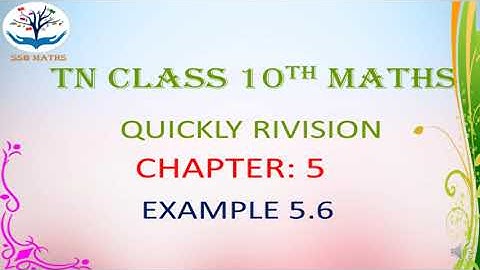 TN 10TH MATHS CHAPTER5 EXAMPLE 5.6 @ssbmaths