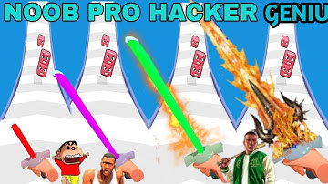NOOB VS PRO VS HACKER IN SWORD CUT RUN WITH SHINCHAN & CHOP