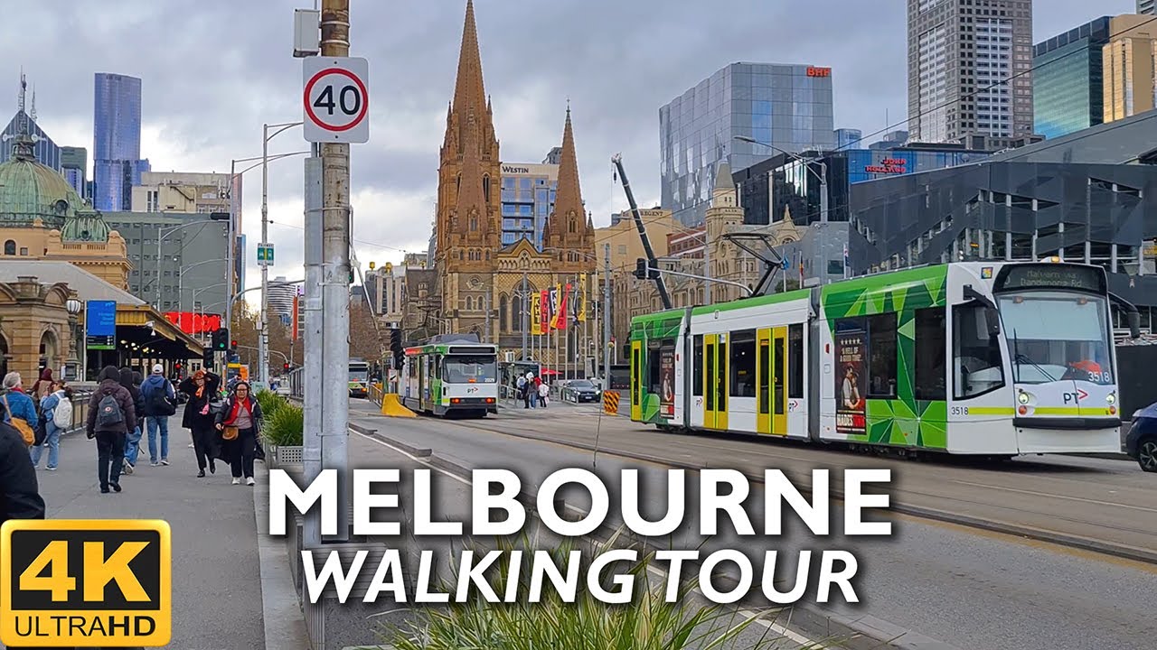 Melbourne City Walking Tour - From Queensbridge Square to Princes Bridge | 4K Video
