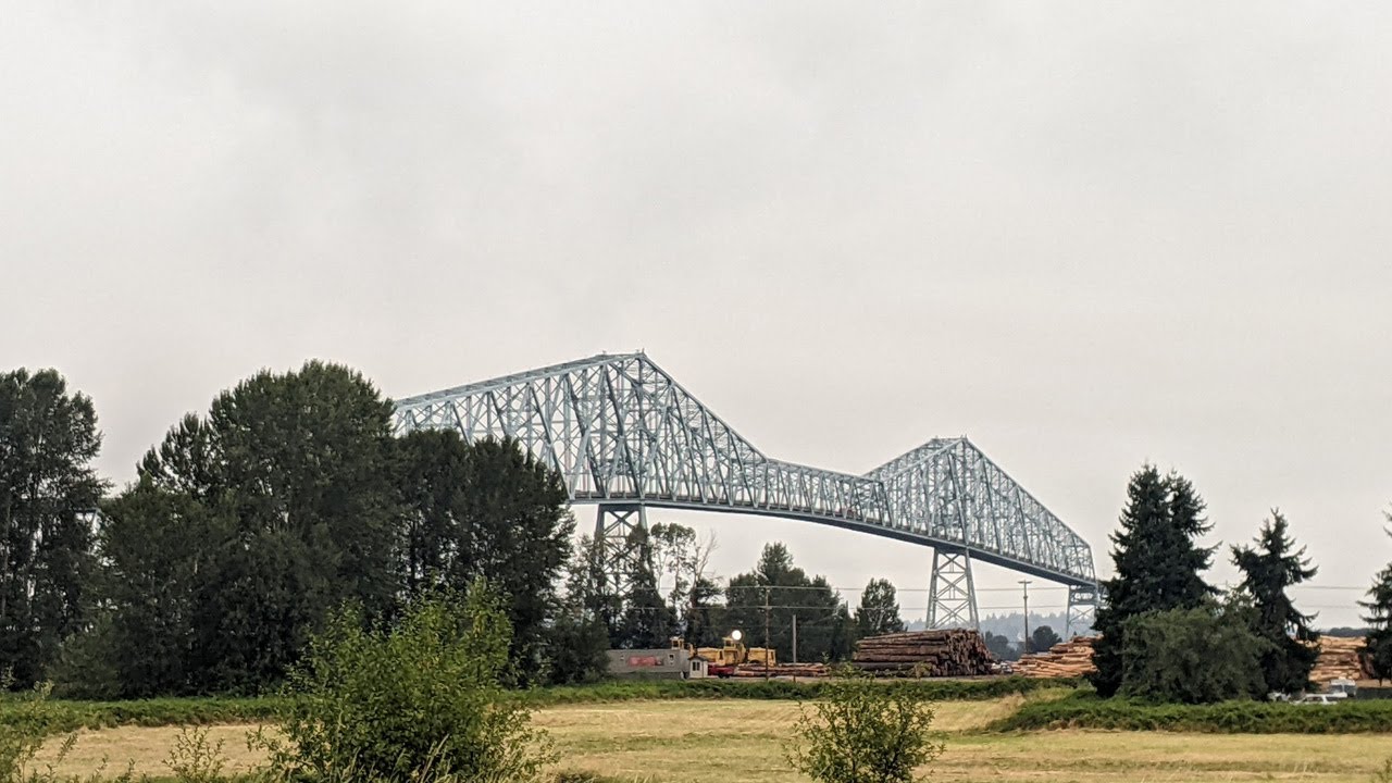 Riding Bicycle On The Lewis And Clark Bridge Over The Columbia From Riding Bicycle On The Lewis And Clark Bridge Over The Columbia From