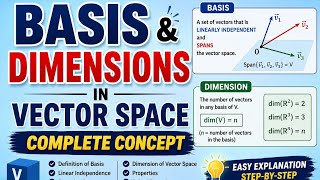 Basis and Dimensions in Vector Space | Short Tricks for Basis and Dimensions| MSQs Basics