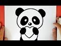 How to draw a cute panda holding a heart