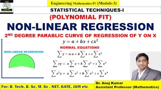 Famous Nonlinear Regression | Second Degree Parabolic Curve of Regression | Fit a Second degree Parabola Profile