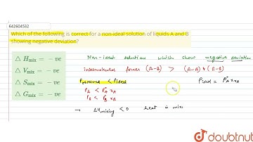 Which of the following is correct for a non-ideal solution of liquids A and B showing negative d...