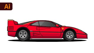 Adobe Illustrator Tutorial - How to Draw Flat Vector Car