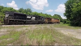 Double Stack Train Passes Sheffield Depot Location - UP 5541, NS 2659 - 2015
