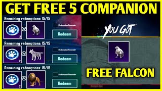 OMG😱 GET FREE FALCON COMPANION | GET FREE 5 COMPANION IN PUBG MOBILE🔥