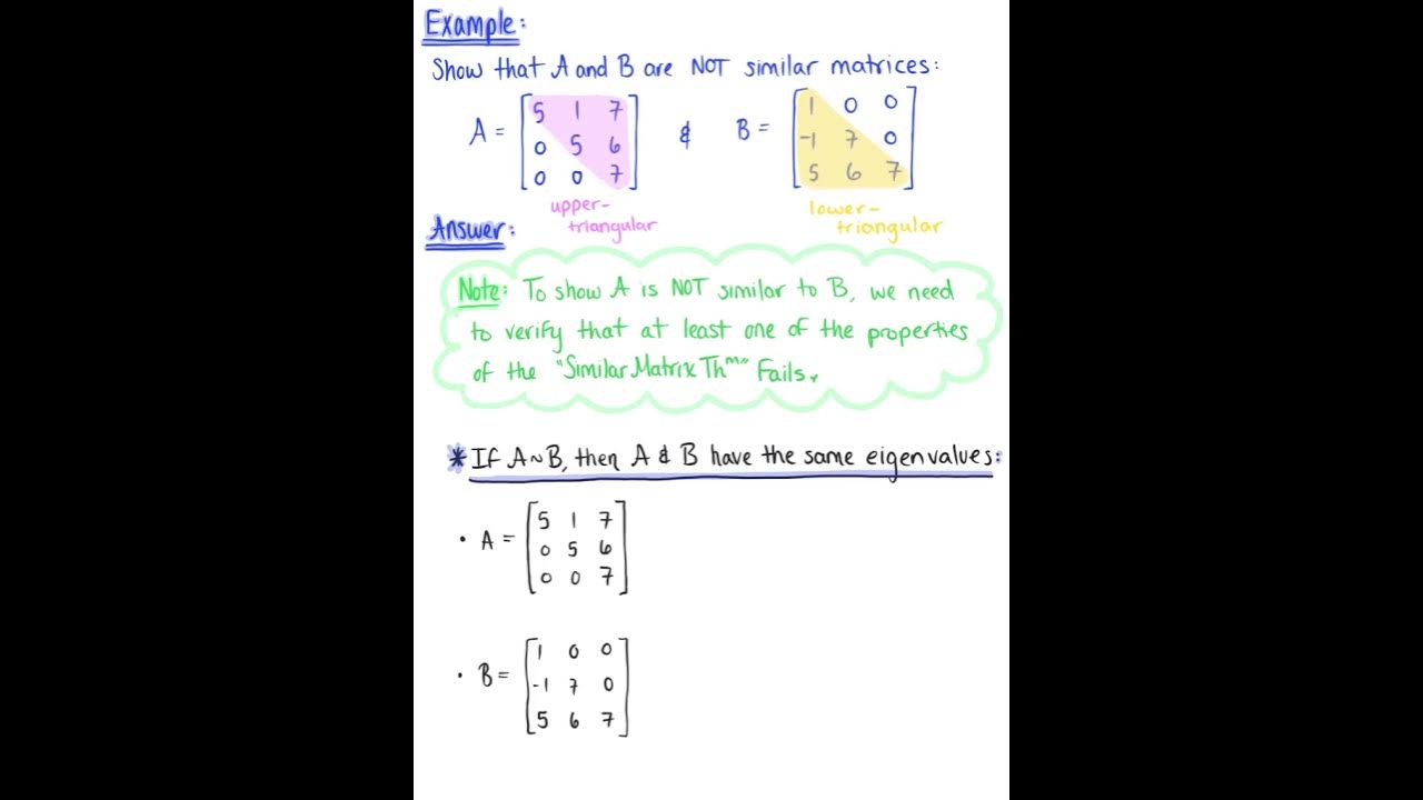Properties of Similar Matrices (Example 2) - YouTube
