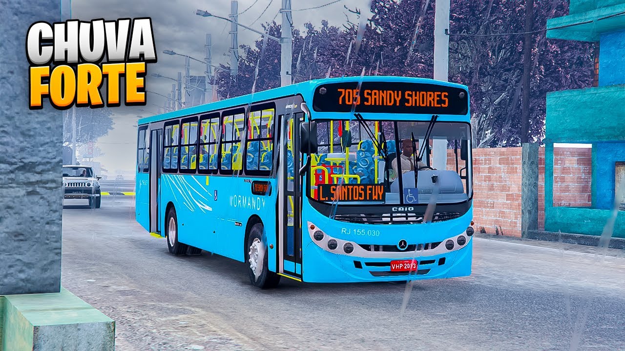 DIA DE CHUVA FORTE NA SAÍDA DA CIDADE! GTA 5 - BusVlog 