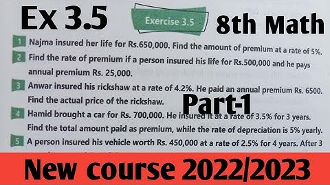 Exercise 3.5 unit 3 Financial Arithmetic Class 8 Maths kpk and punjab Textbook SNC 2022 and 2023