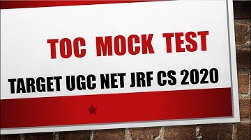 UGC NET CS 2020 TOC Mock Test 1 |UGC NET Computer Science Mock Test|Theory of Computation Mock Test1