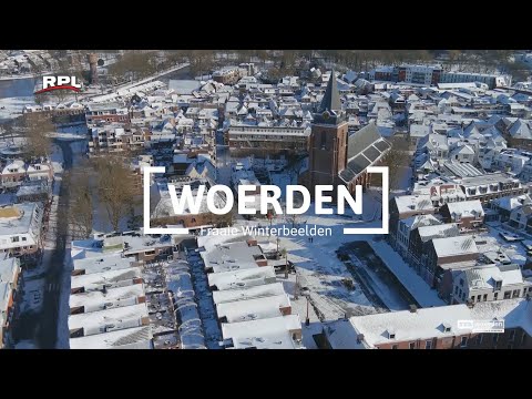 Woerden in de sneeuw vanuit de lucht