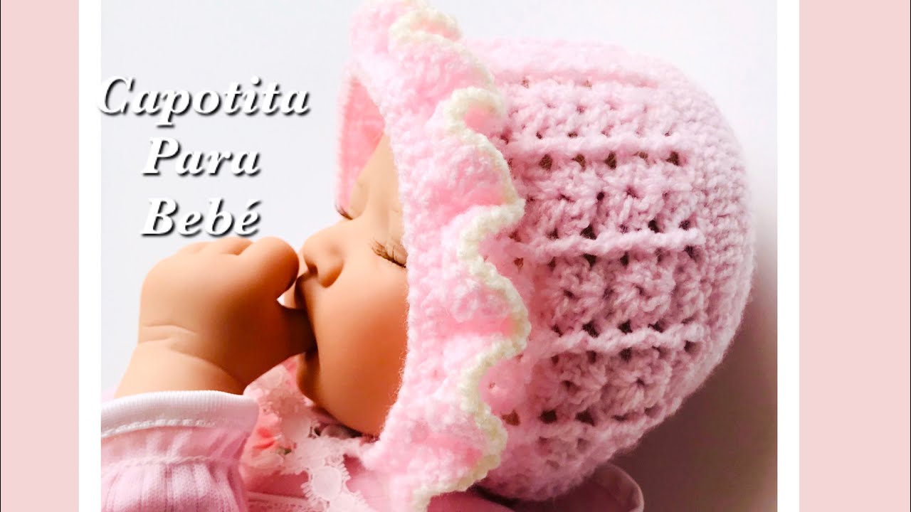 Gorro para bebe a crochet o ganchillo - Capotita tejida a crochet paso a paso fácil