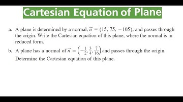 CARTESIAN EQUATION Of Plane With Given Normal Vectors & Point