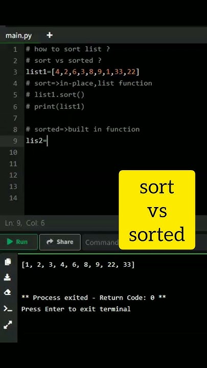 sort vs sorted in python #python #pythoncoding - YouTube
