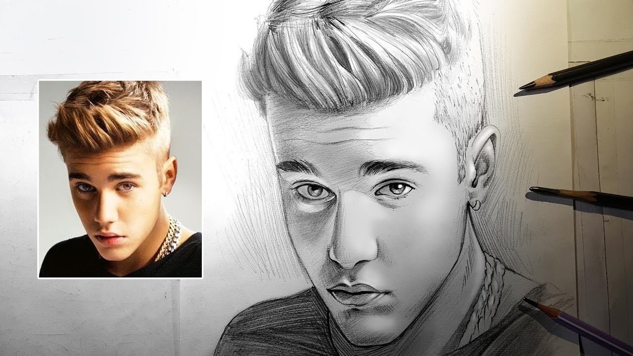 Drawing sketch of Justin Bieber