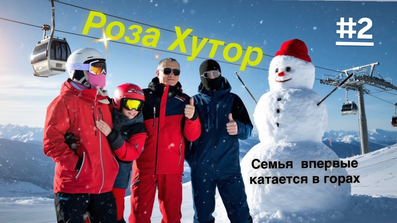 Роза Хутор в Сочи. Выпуск 2 Обзор горнолыжного курорта. Семья впервые катается в горах. Первые лыжи