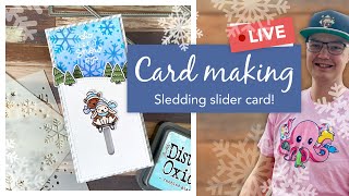 Cute sledding critters slider card!
