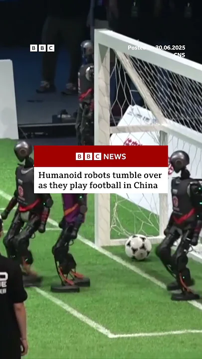 Humanoid robots competed at a robot football tournament in Beijing, China. #China #Football #BBCNews