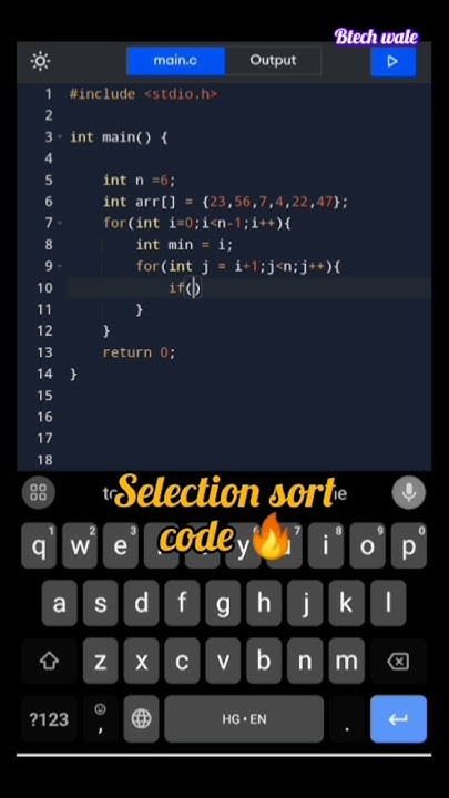 Selection sort code without functions c #shorts #youtubeshorts # ...