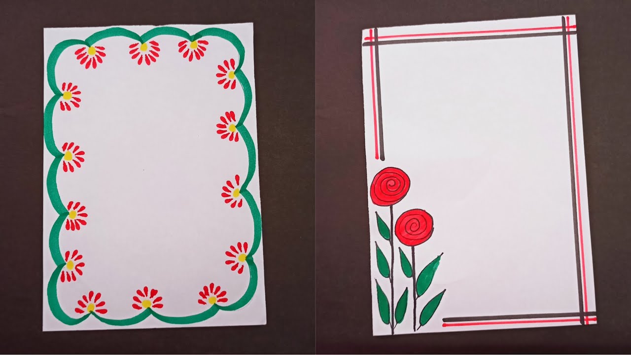 2 Red & green border design for notebook | Front page decoration for ...