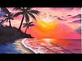 Sunset beach speed painting  acrylic  painting demonstration