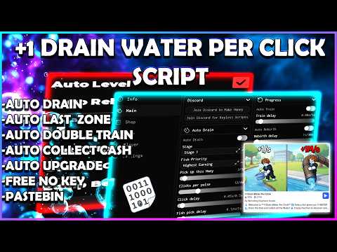 +1 DRAIN WATER PER CLICK SCRIPT PASTEBIN!!! INSTANT AUTO FARM, AUTO DRAIN &amp; FREE NO KEY! 🔥