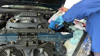 Hyundai Terracan  Замена Масла в Гидроусилителе Руля - Power Steering Oil Change -החלפת שמן הגה כוח