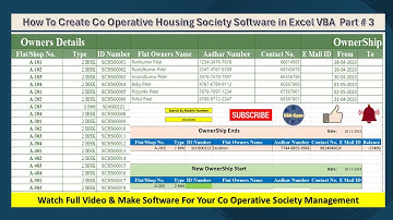 How To Create Co Operative Housing Society Software in Excel VBA Part 3