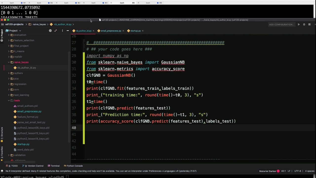 naive bayes program in python