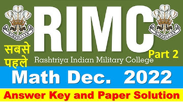 RIMC Paper Solution and Answer Key December 2022 (3 Dec)  Math Part 2