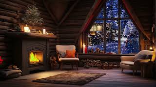 Overcome stress with snowstorms and relaxing fireplace  sounds | Sleep with winter environment