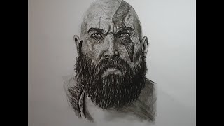 رسم كريتوس ( إله الحرب) بالفحم Drawing Kratos (God of War) 4