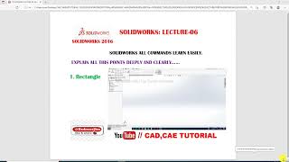 SOLIDWORKS COMMAND RECTANGLE// SOLIDWORKS LECTURE-06