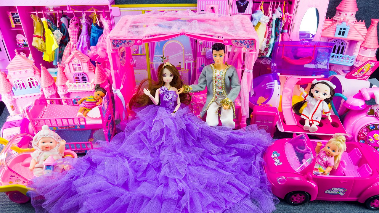 9 Minutes Satisfying Unboxing Barbie Princess Pink Kitchen, Rock Bed Play Set Review Toys ASMR