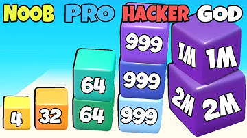 Happy Cubes 2048 Gameplay Walkthrough All Levels iOS,Android NOOB vs PRO vs HACKER vs GOD