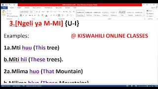 Swahili  Grammar lesson[NGELI YA M-MI [U-I]