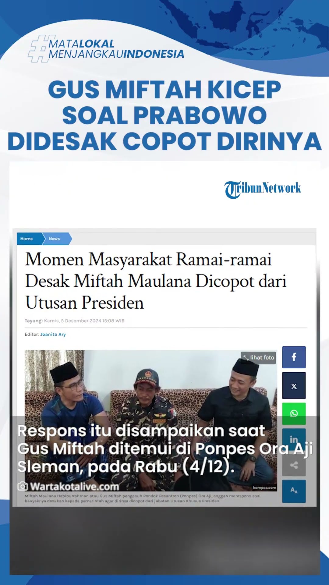 Reaksi Gus Miftah usai Prabowo Didesak Copot Jabatan Utusan Khusus Presiden: Gak Usah Tanya Itu!