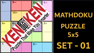 MATHDOKU - PUZZLE - 5X5 - SET - 01 /Tips and Tricks Tutorial (Solving method same as KENKEN Puzzles) screenshot 4