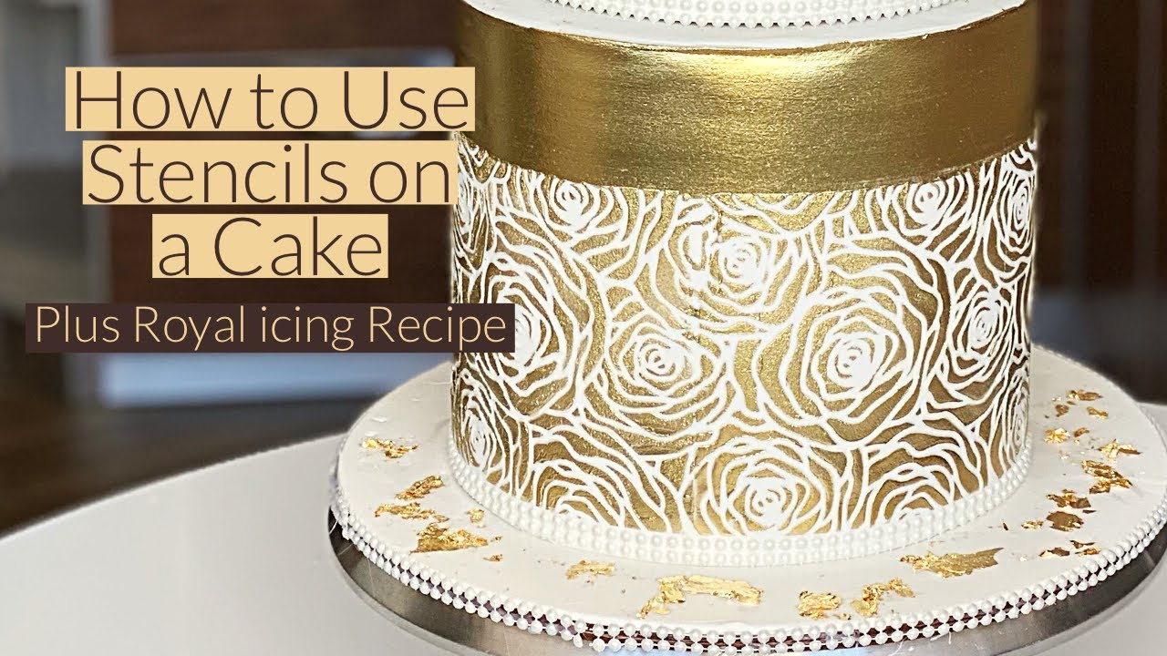 Stenciling on a Cake with Royal icing / Stenciling Fondant Cake