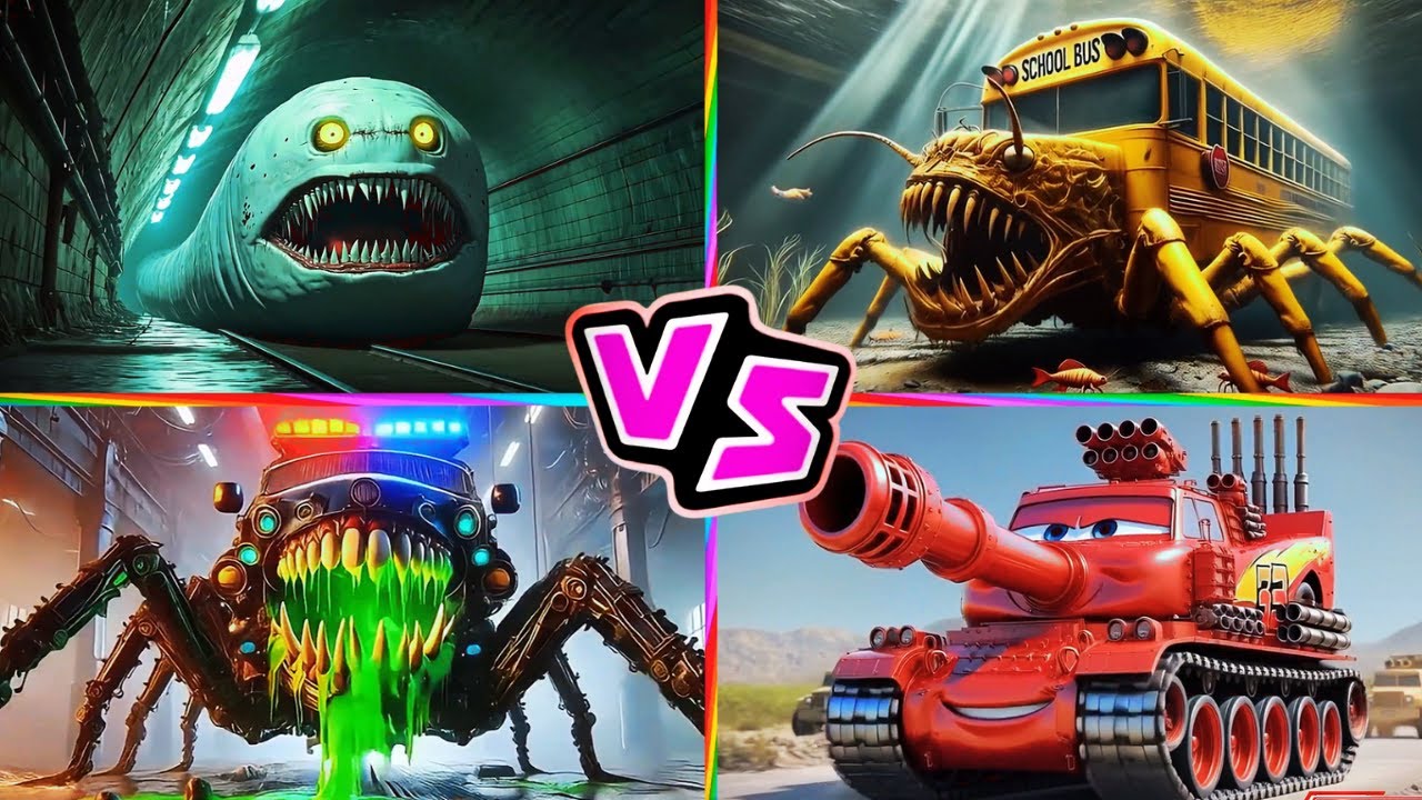 Thomas Train 🆚 SCHOOL BUS 🆚 Police Car 🆚 McQueen Tank 🎶 Tiles Hop EDM Rush