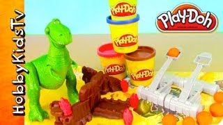 PLAY-DOH Toy Story REX! Dinosaur FORTRESS INVASION HobbyKidsTV