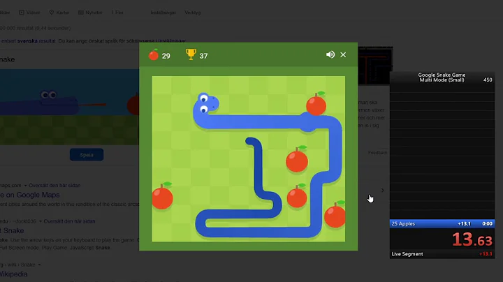 Google Snake Game Multi Mode (5, Small) 25 Apple Run