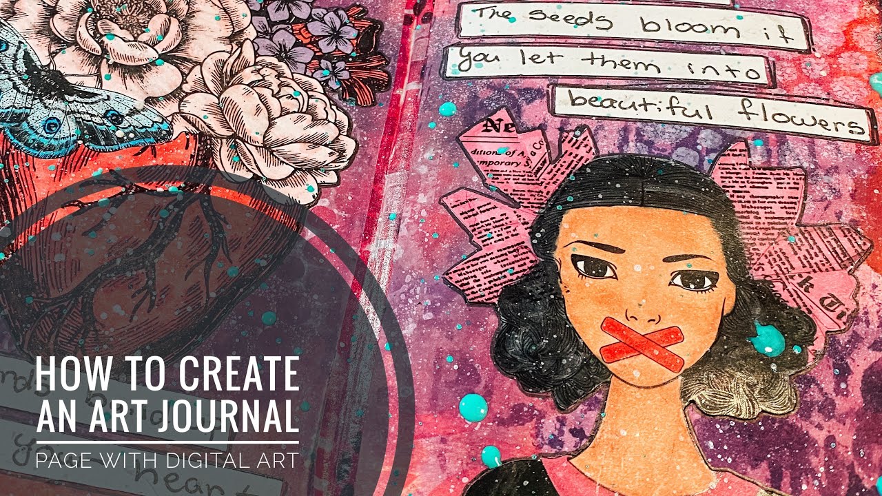 How to Create An Art Journal Page with Digital Art YouTube