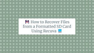 💾 How to Recover Files from a Formatted SD Card Using Recuva 💻 screenshot 3